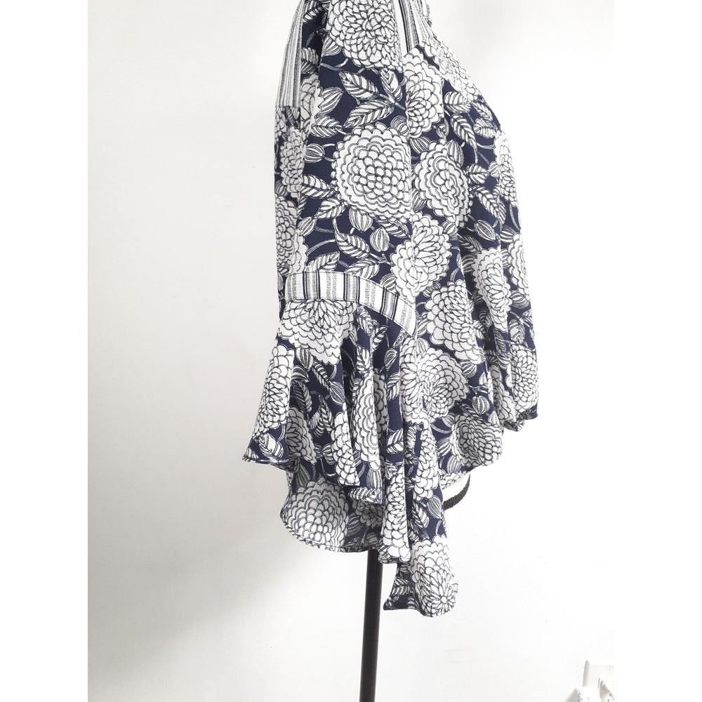 Jodifl Women's Blue and White wrap top size Small * - Picture 5 of 7